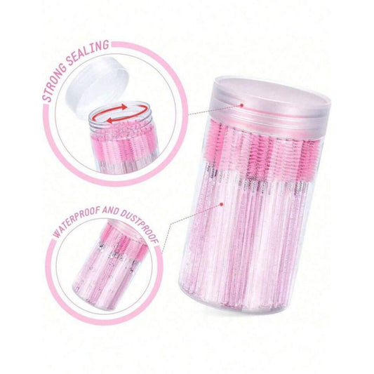 Eyelash Brush 50PC- Pink With Container
