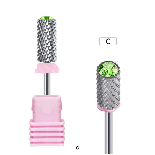 Nail Drill Bit Tungsten Steel Large Barrell With Gem Top - COARSE