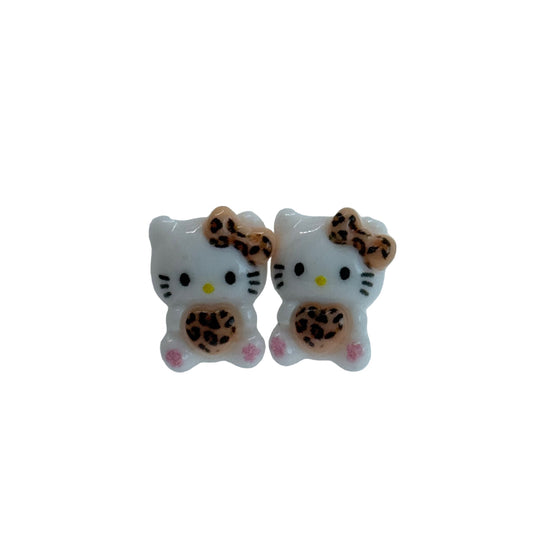 Nail Charms- Hello Kitty Cheetah Print Heart 2pcs
