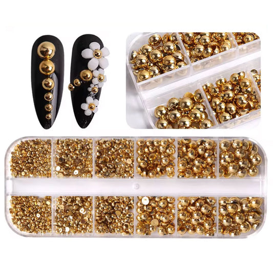 Pearl Rhinestones - Gold