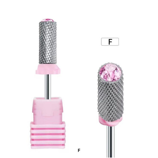 Nail Drill Bit Tungsten Steel Large Barrell With Gem Top - FINE